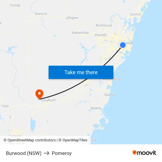 Burwood (NSW) to Pomeroy map