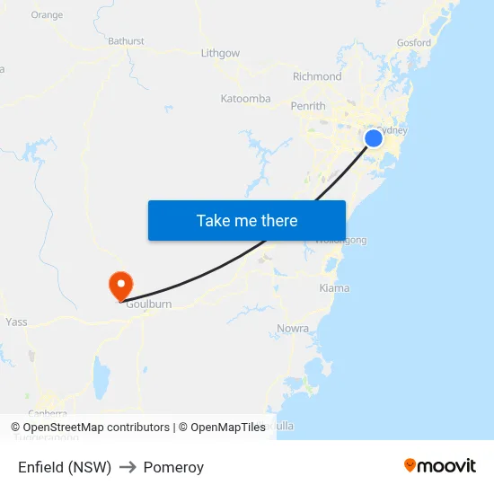Enfield (NSW) to Pomeroy map