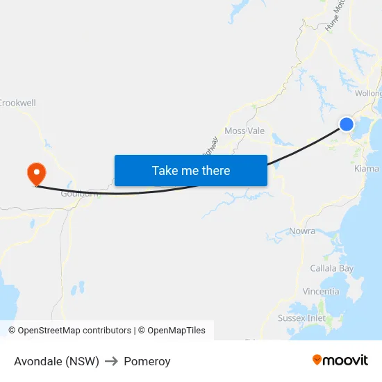 Avondale (NSW) to Pomeroy map