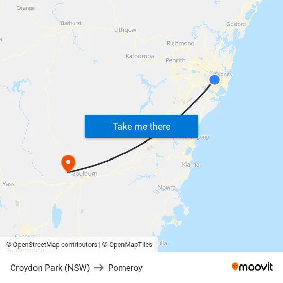Croydon Park (NSW) to Pomeroy map
