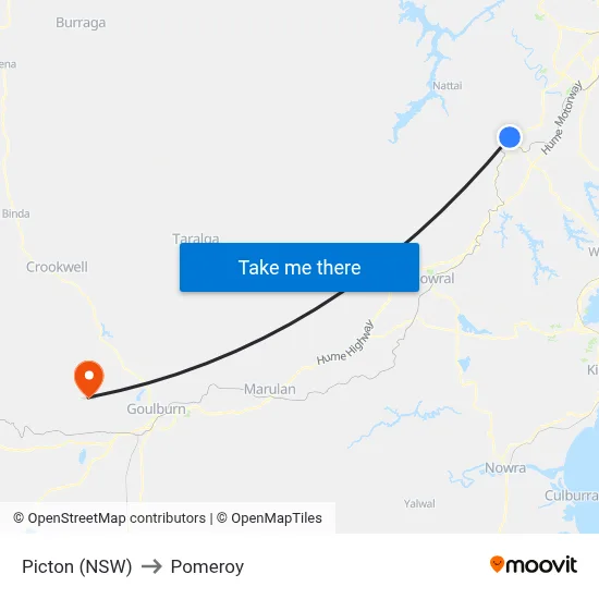 Picton (NSW) to Pomeroy map