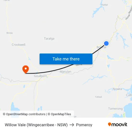 Willow Vale (Wingecarribee - NSW) to Pomeroy map