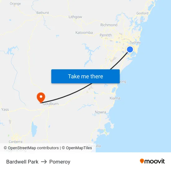 Bardwell Park to Pomeroy map