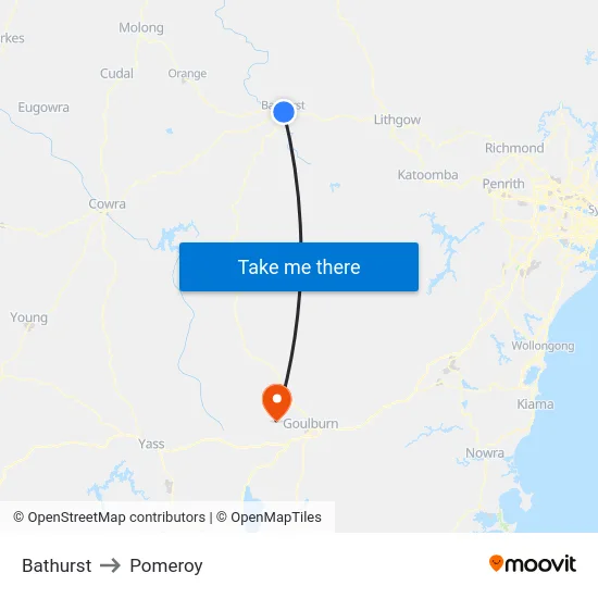 Bathurst to Pomeroy map