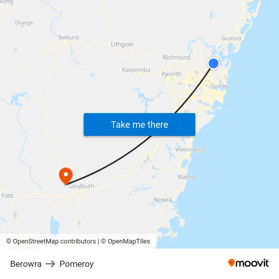 Berowra to Pomeroy map