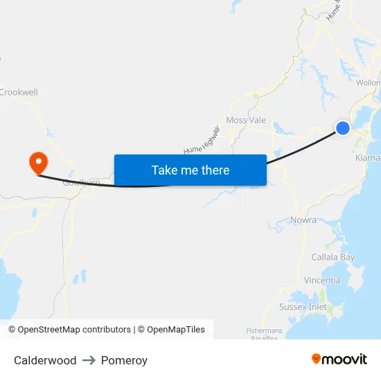 Calderwood to Pomeroy map
