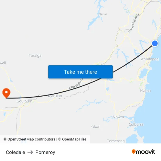 Coledale to Pomeroy map