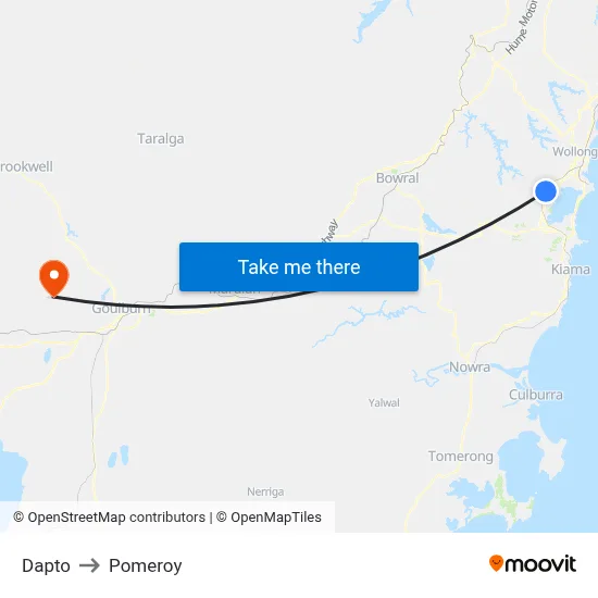 Dapto to Pomeroy map