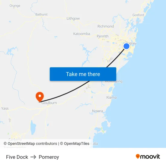 Five Dock to Pomeroy map