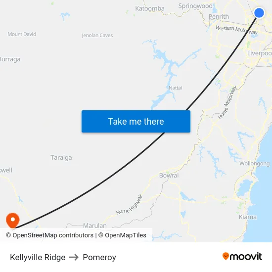 Kellyville Ridge to Pomeroy map