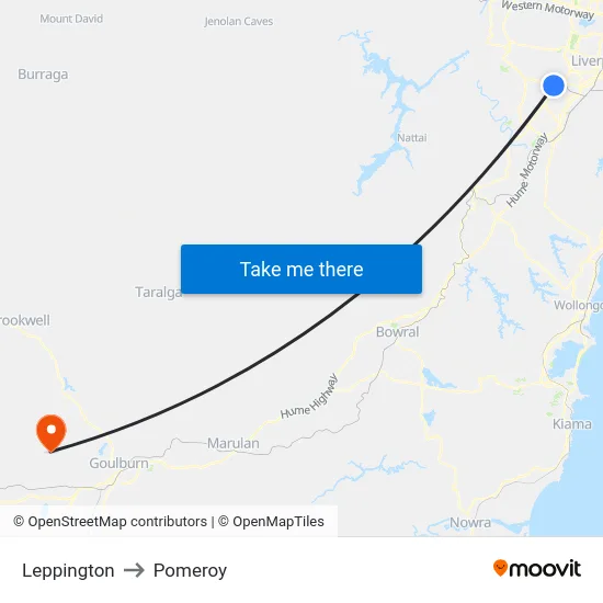 Leppington to Pomeroy map
