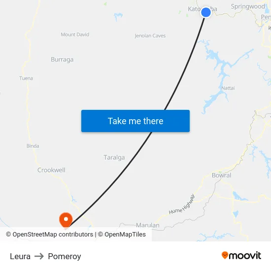 Leura to Pomeroy map