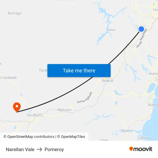 Narellan Vale to Pomeroy map