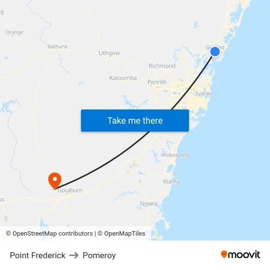 Point Frederick to Pomeroy map