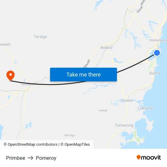 Primbee to Pomeroy map