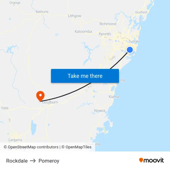 Rockdale to Pomeroy map