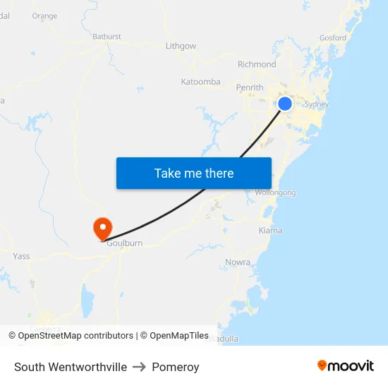 South Wentworthville to Pomeroy map