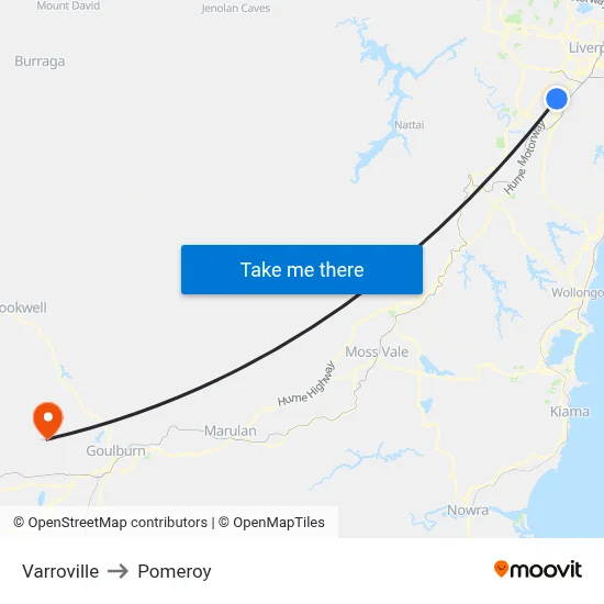 Varroville to Pomeroy map