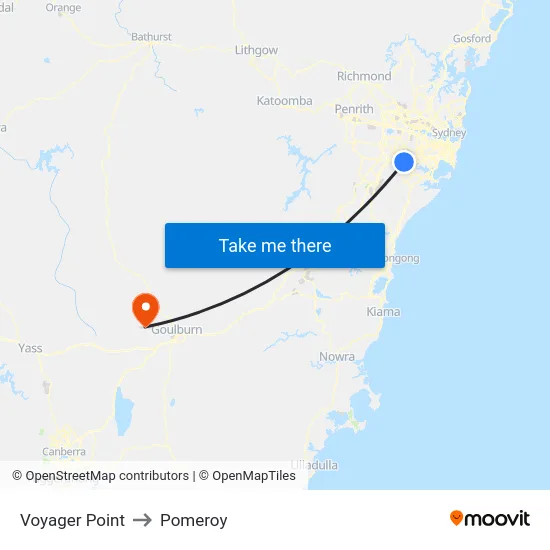 Voyager Point to Pomeroy map