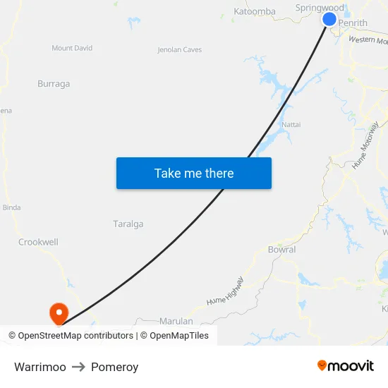 Warrimoo to Pomeroy map