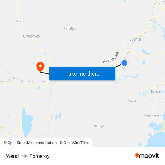 Werai to Pomeroy map