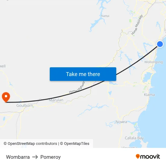 Wombarra to Pomeroy map