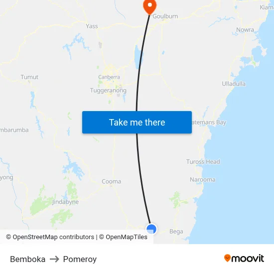 Bemboka to Pomeroy map