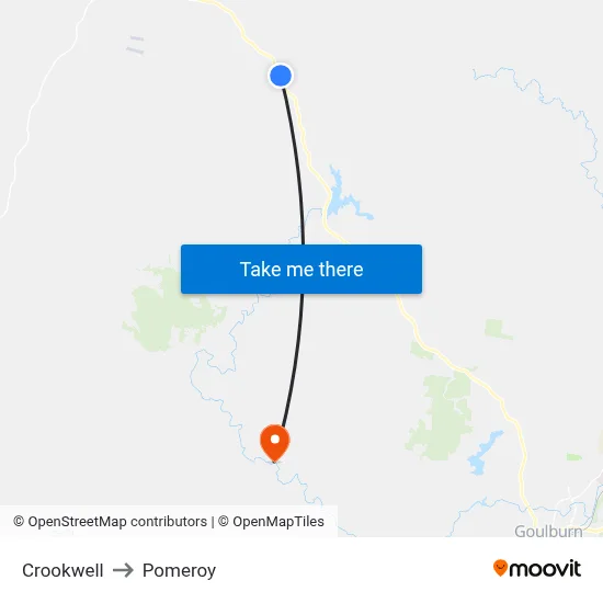 Crookwell to Pomeroy map