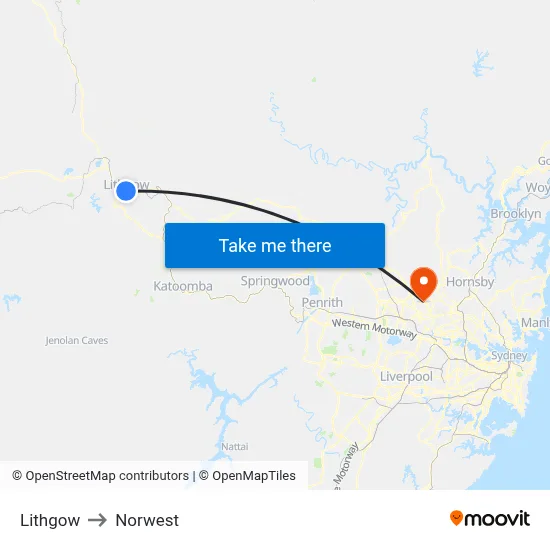 Lithgow to Norwest map