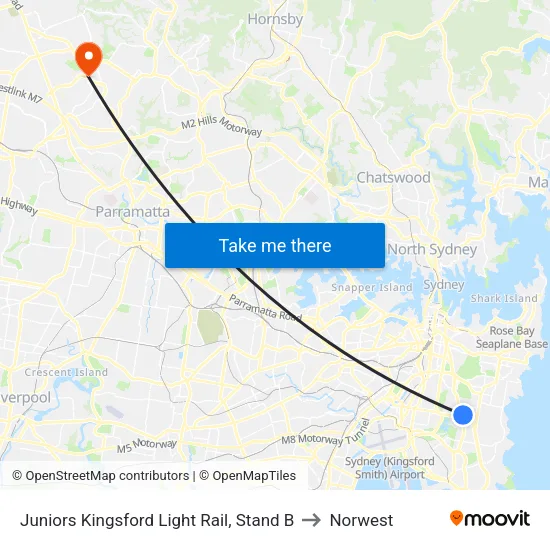 Juniors Kingsford Light Rail, Stand B to Norwest map
