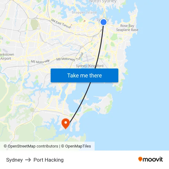 Sydney to Port Hacking map