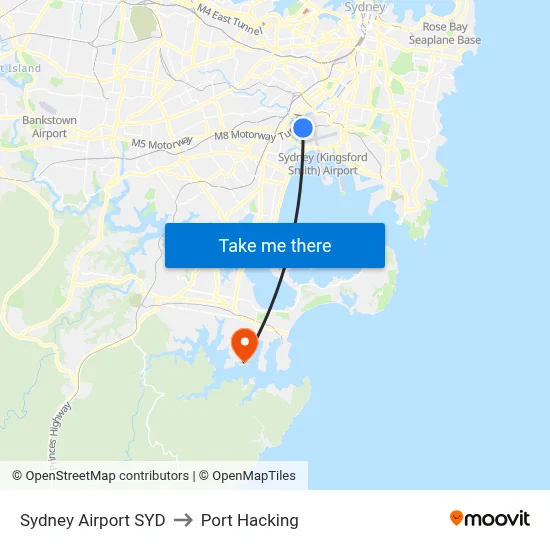 Sydney Airport SYD to Port Hacking map