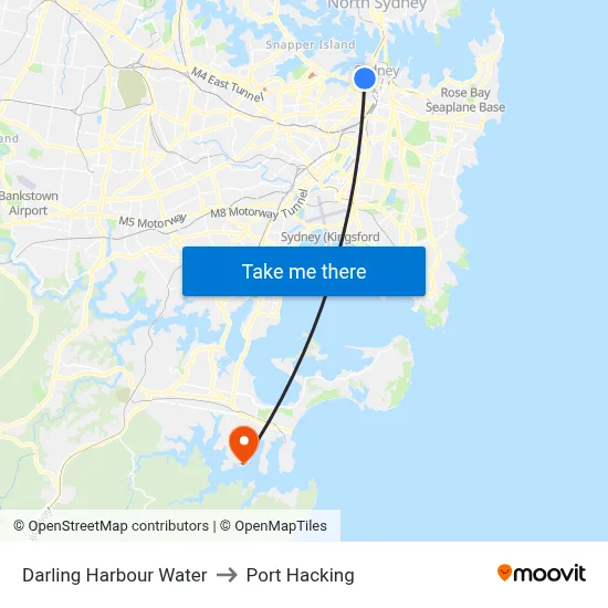 Darling Harbour Water to Port Hacking map