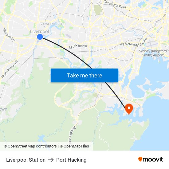 Liverpool Station to Port Hacking map