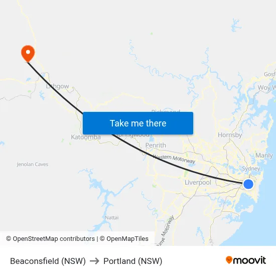 Beaconsfield (NSW) to Portland (NSW) map
