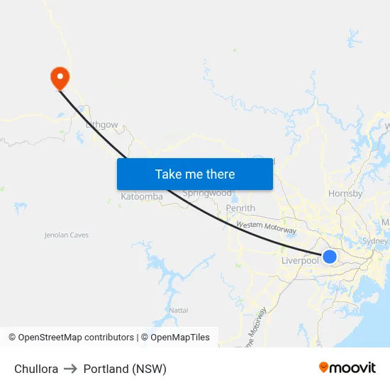 Chullora to Portland (NSW) map