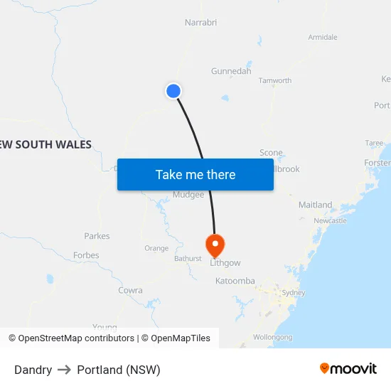 Dandry to Portland (NSW) map