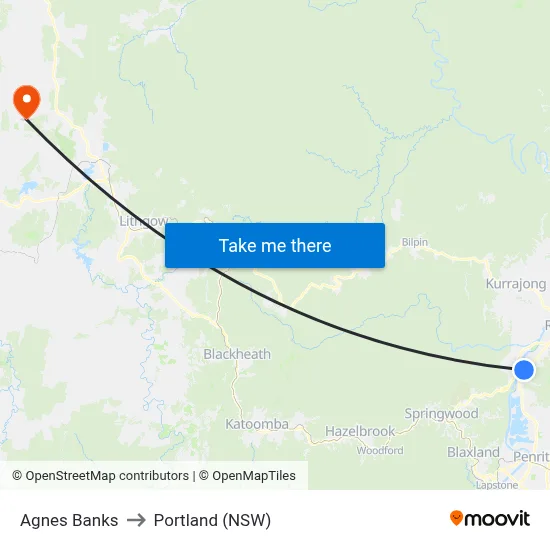 Agnes Banks to Portland (NSW) map