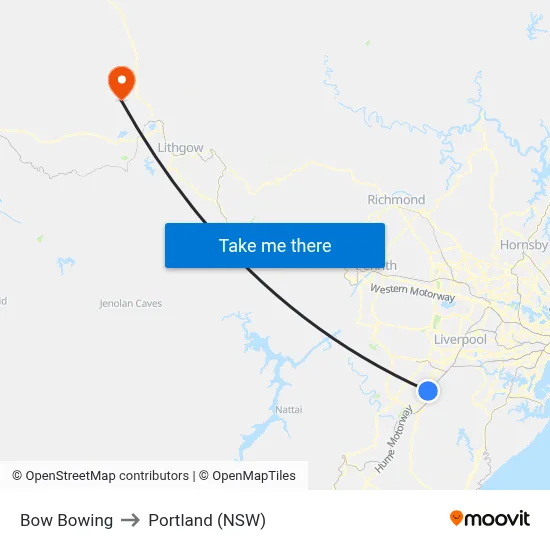 Bow Bowing to Portland (NSW) map