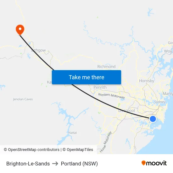 Brighton-Le-Sands to Portland (NSW) map