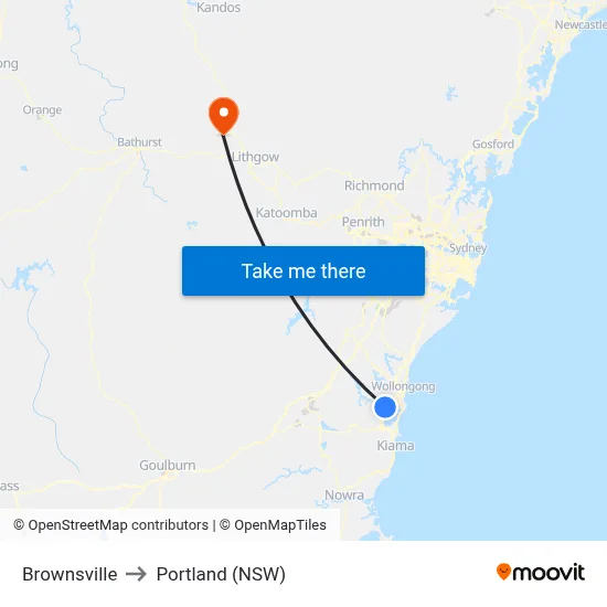 Brownsville to Portland (NSW) map