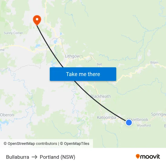 Bullaburra to Portland (NSW) map
