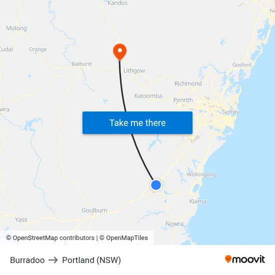 Burradoo to Portland (NSW) map