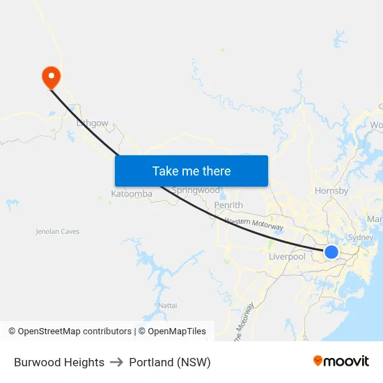 Burwood Heights to Portland (NSW) map