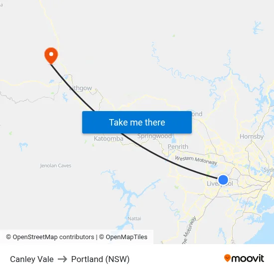 Canley Vale to Portland (NSW) map