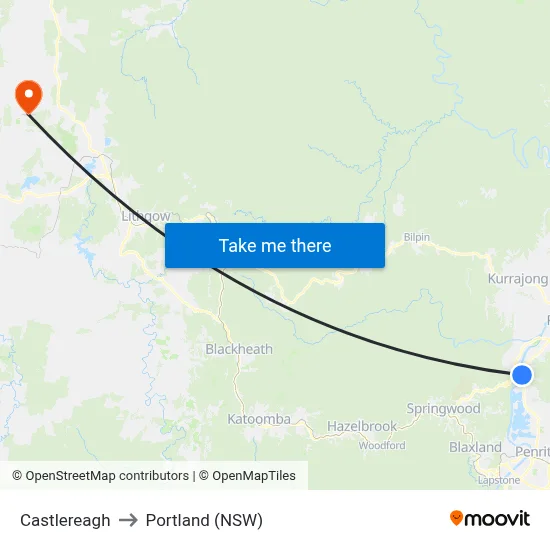 Castlereagh to Portland (NSW) map