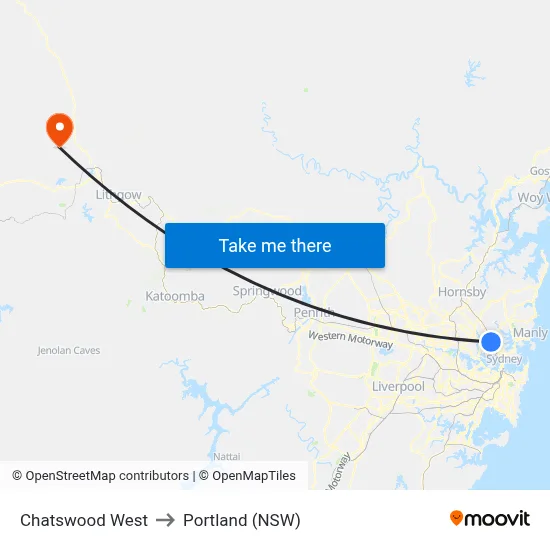 Chatswood West to Portland (NSW) map