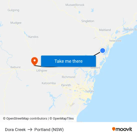 Dora Creek to Portland (NSW) map