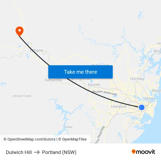 Dulwich Hill to Portland (NSW) map