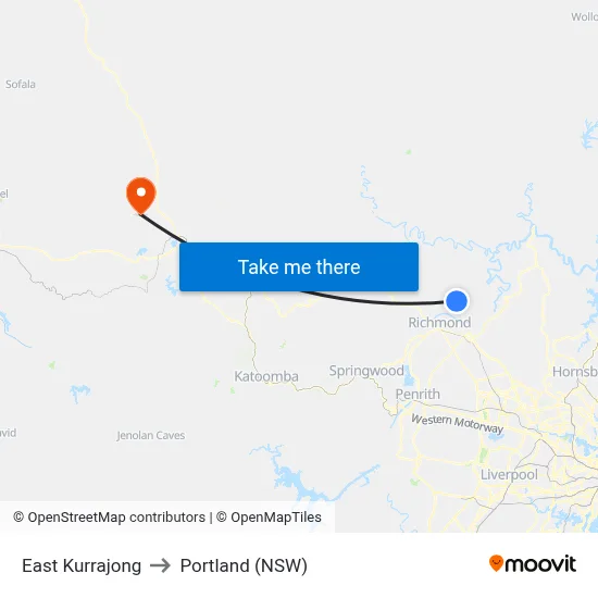 East Kurrajong to Portland (NSW) map